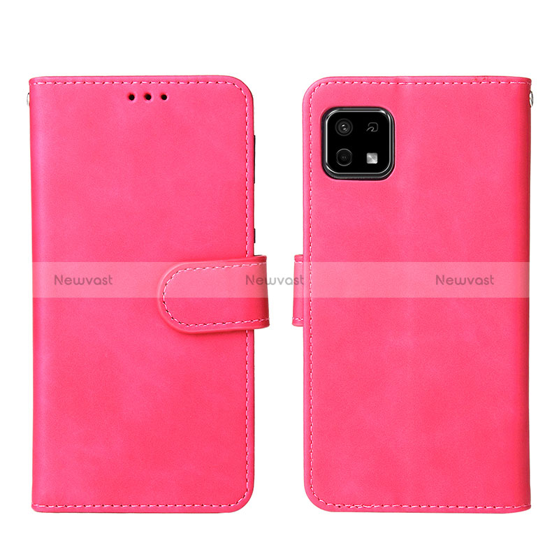 Leather Case Stands Flip Cover Holder L01Z for Sharp Aquos Sense6 Hot Pink