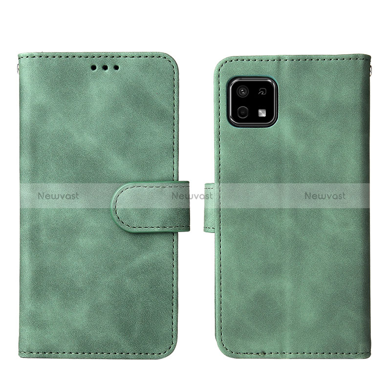 Leather Case Stands Flip Cover Holder L01Z for Sharp Aquos Sense6s Green