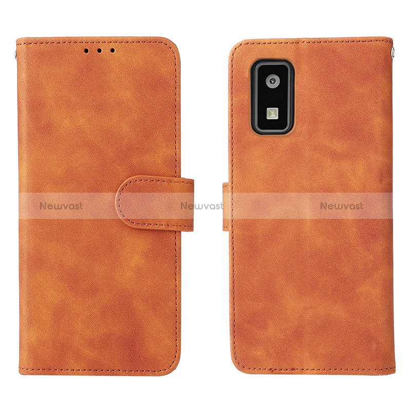 Leather Case Stands Flip Cover Holder L01Z for Sharp Aquos wish2 Brown