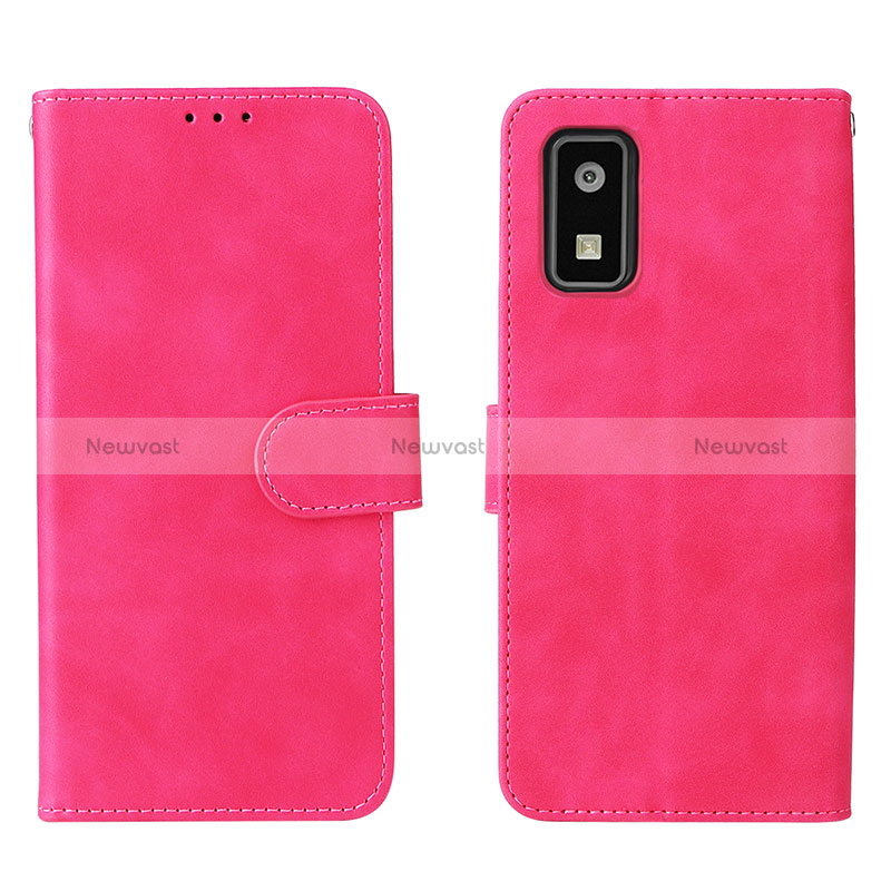 Leather Case Stands Flip Cover Holder L01Z for Sharp Aquos wish2 Hot Pink