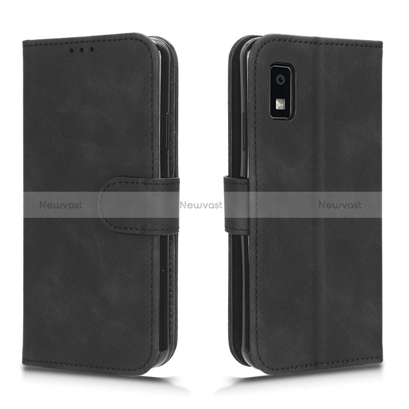 Leather Case Stands Flip Cover Holder L01Z for Sharp Aquos wish3 Black