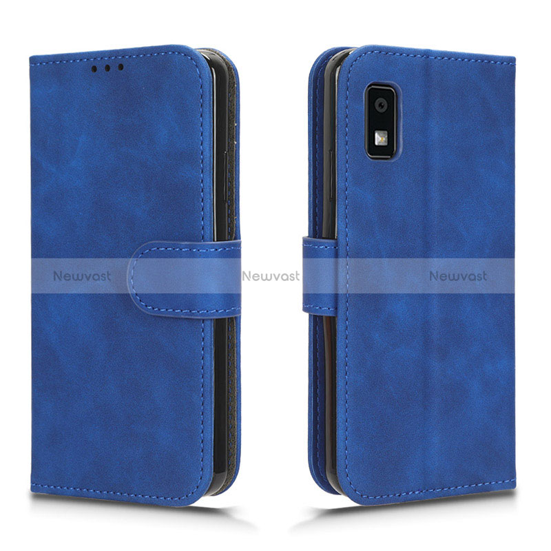 Leather Case Stands Flip Cover Holder L01Z for Sharp Aquos wish3 Blue