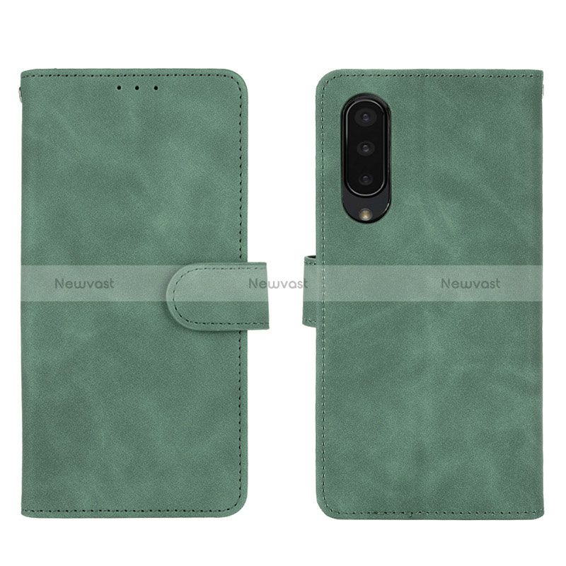 Leather Case Stands Flip Cover Holder L01Z for Sharp Aquos Zero5G basic Green