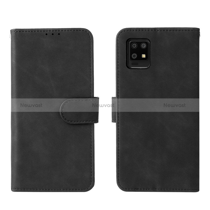 Leather Case Stands Flip Cover Holder L01Z for Sharp Aquos Zero6 Black