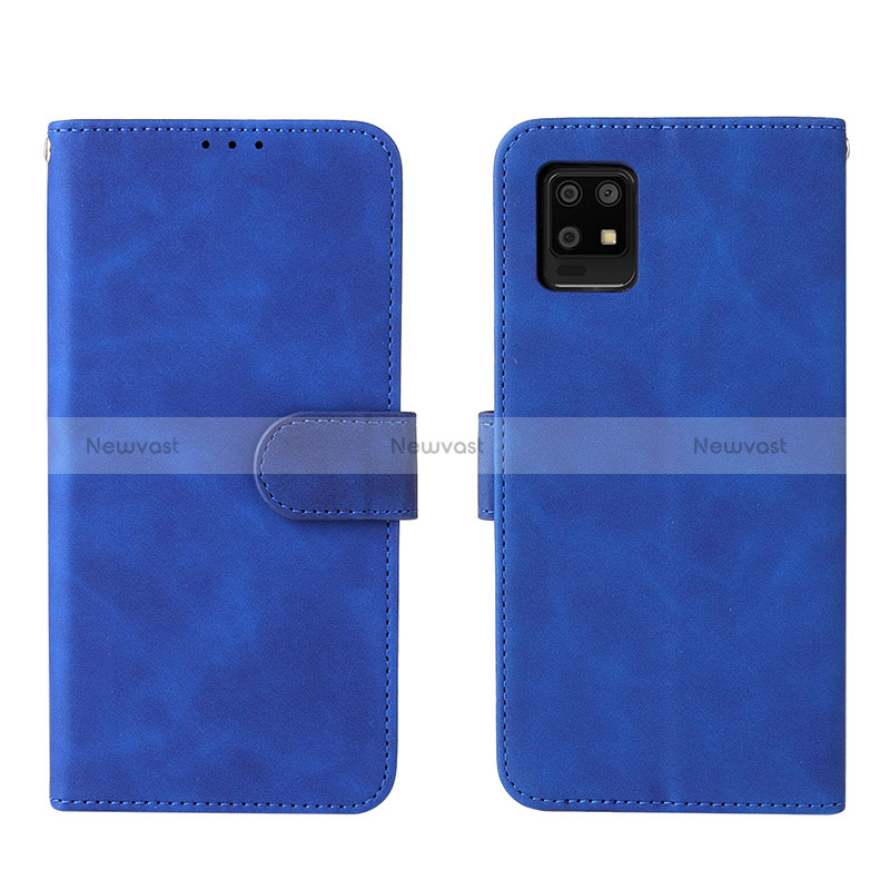Leather Case Stands Flip Cover Holder L01Z for Sharp Aquos Zero6 Blue