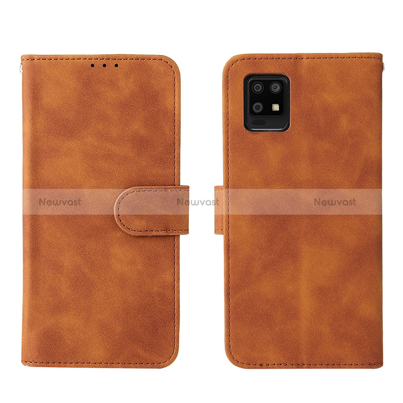 Leather Case Stands Flip Cover Holder L01Z for Sharp Aquos Zero6 Brown