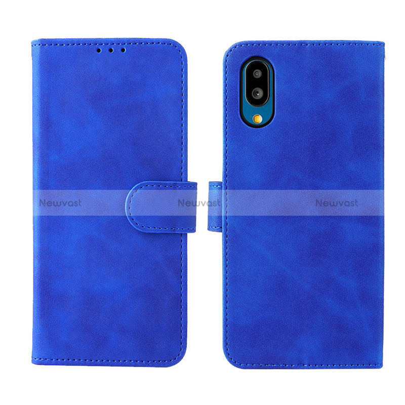 Leather Case Stands Flip Cover Holder L01Z for Sharp Simple Sumaho 6 Blue