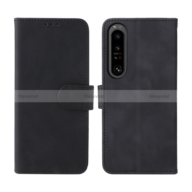 Leather Case Stands Flip Cover Holder L01Z for Sony Xperia 1 IV Black