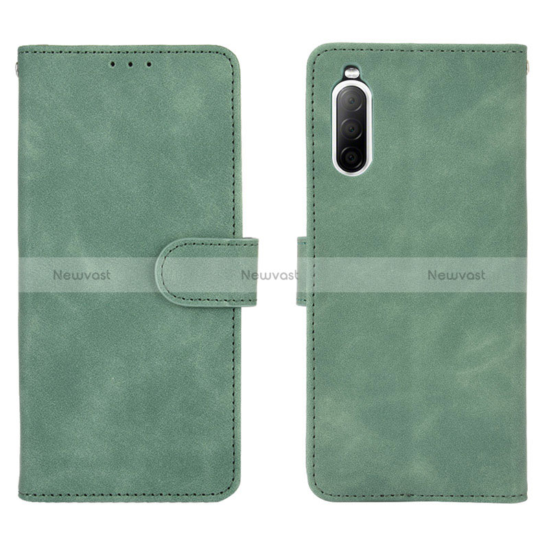 Leather Case Stands Flip Cover Holder L01Z for Sony Xperia 10 II Green