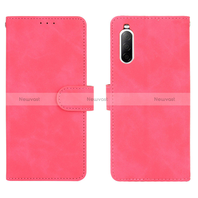 Leather Case Stands Flip Cover Holder L01Z for Sony Xperia 10 II Hot Pink