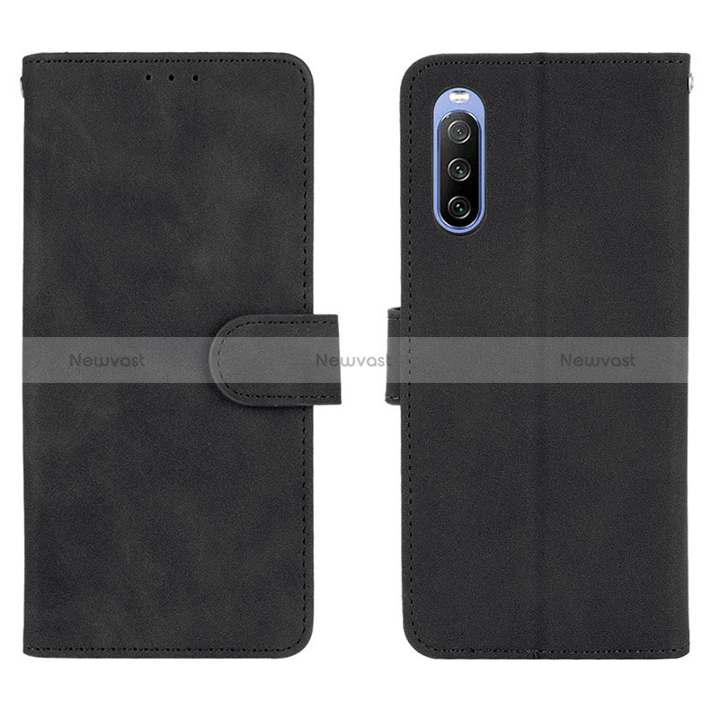 Leather Case Stands Flip Cover Holder L01Z for Sony Xperia 10 III SOG04 Black