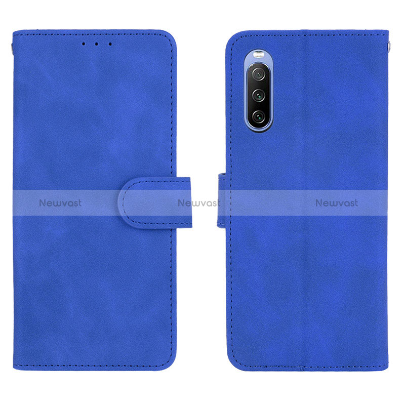 Leather Case Stands Flip Cover Holder L01Z for Sony Xperia 10 III SOG04 Blue