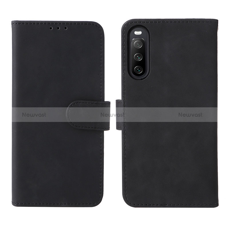 Leather Case Stands Flip Cover Holder L01Z for Sony Xperia 10 IV Black