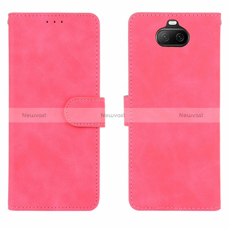 Leather Case Stands Flip Cover Holder L01Z for Sony Xperia 8 Hot Pink