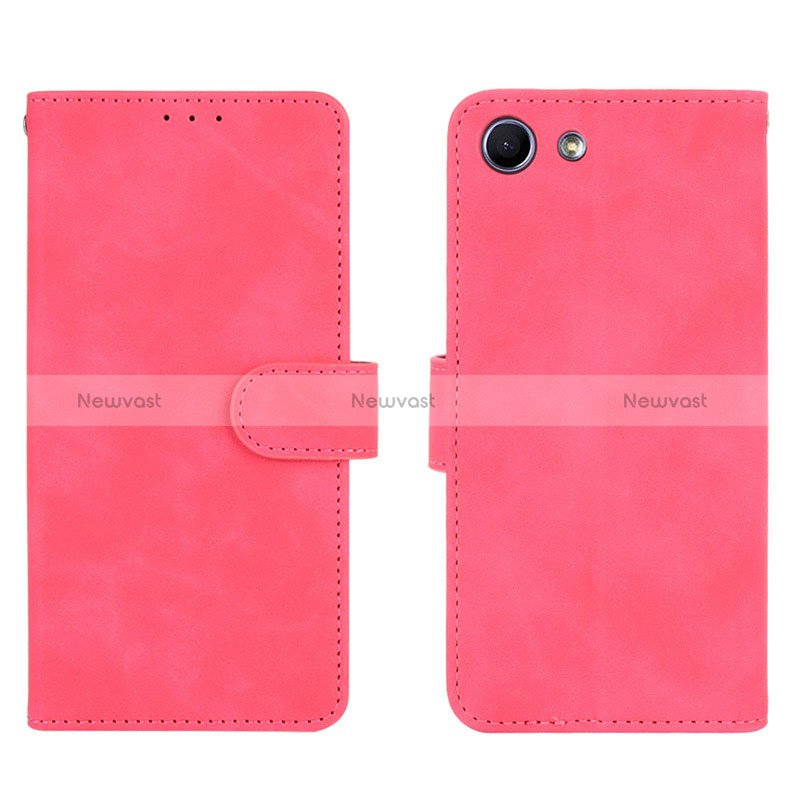 Leather Case Stands Flip Cover Holder L01Z for Sony Xperia Ace Hot Pink