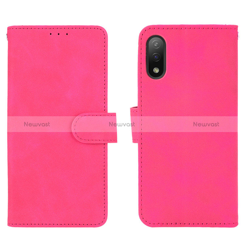 Leather Case Stands Flip Cover Holder L01Z for Sony Xperia Ace II Hot Pink