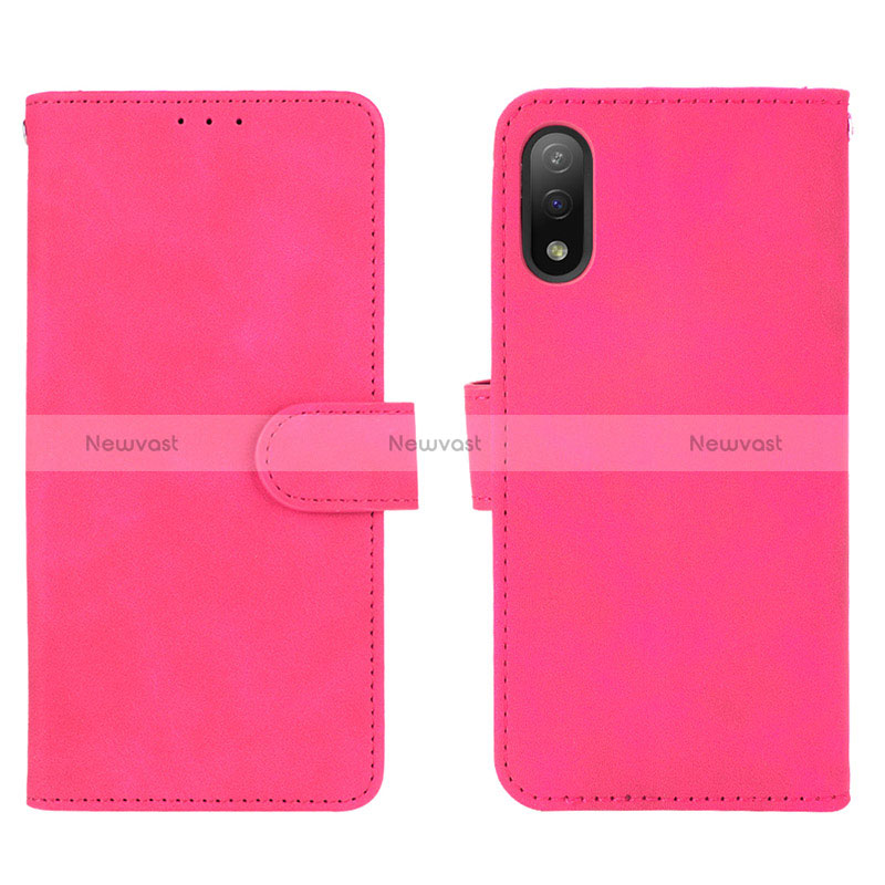 Leather Case Stands Flip Cover Holder L01Z for Sony Xperia Ace II SO-41B Hot Pink