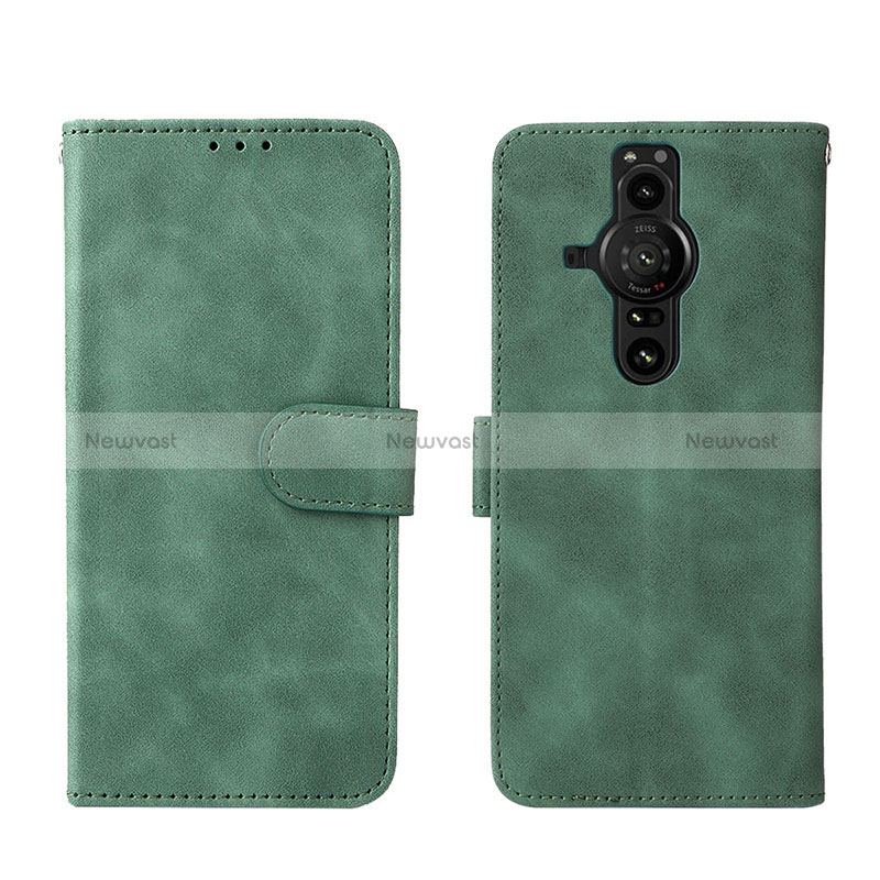 Leather Case Stands Flip Cover Holder L01Z for Sony Xperia PRO-I Green