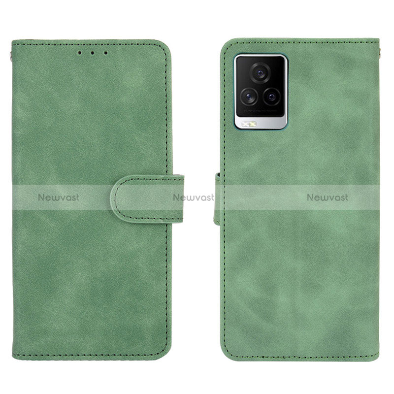 Leather Case Stands Flip Cover Holder L01Z for Vivo iQOO 7 5G Green