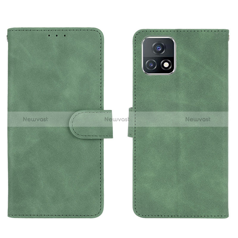 Leather Case Stands Flip Cover Holder L01Z for Vivo iQOO U3 5G Green
