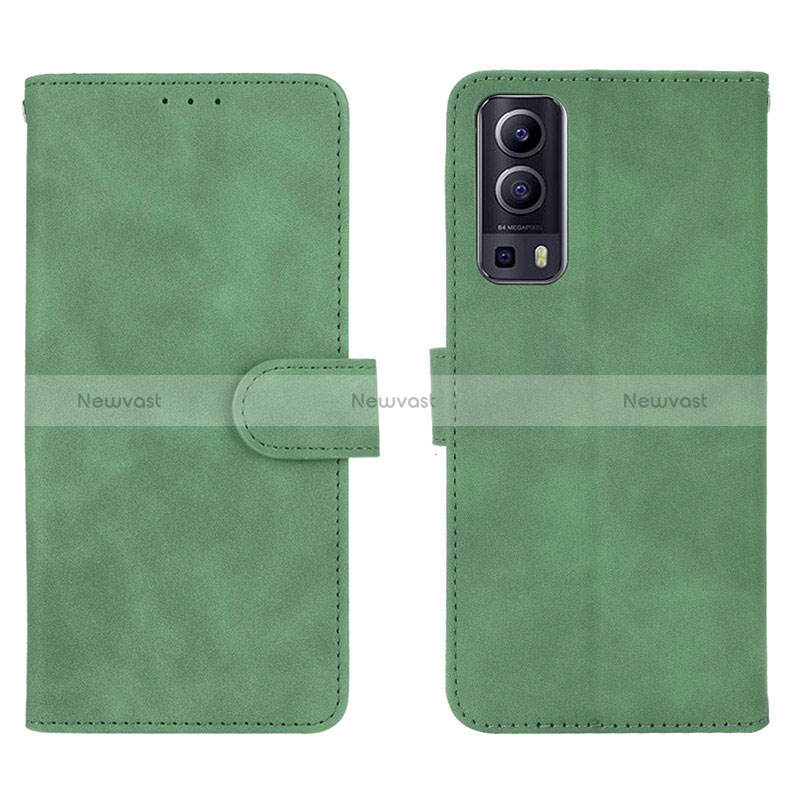 Leather Case Stands Flip Cover Holder L01Z for Vivo iQOO Z3 5G Green