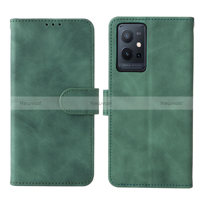 Leather Case Stands Flip Cover Holder L01Z for Vivo iQOO Z6 5G Green