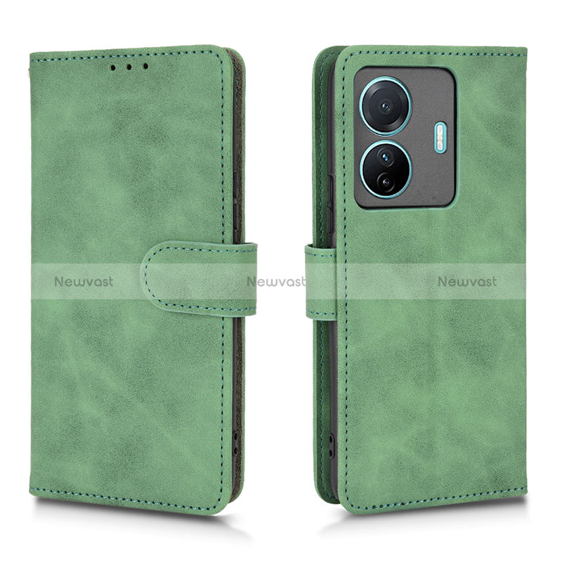 Leather Case Stands Flip Cover Holder L01Z for Vivo iQOO Z6 Pro 5G Green