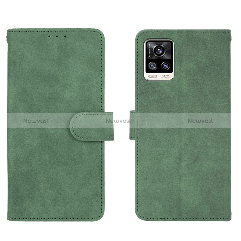 Leather Case Stands Flip Cover Holder L01Z for Vivo V20 (2021) Green