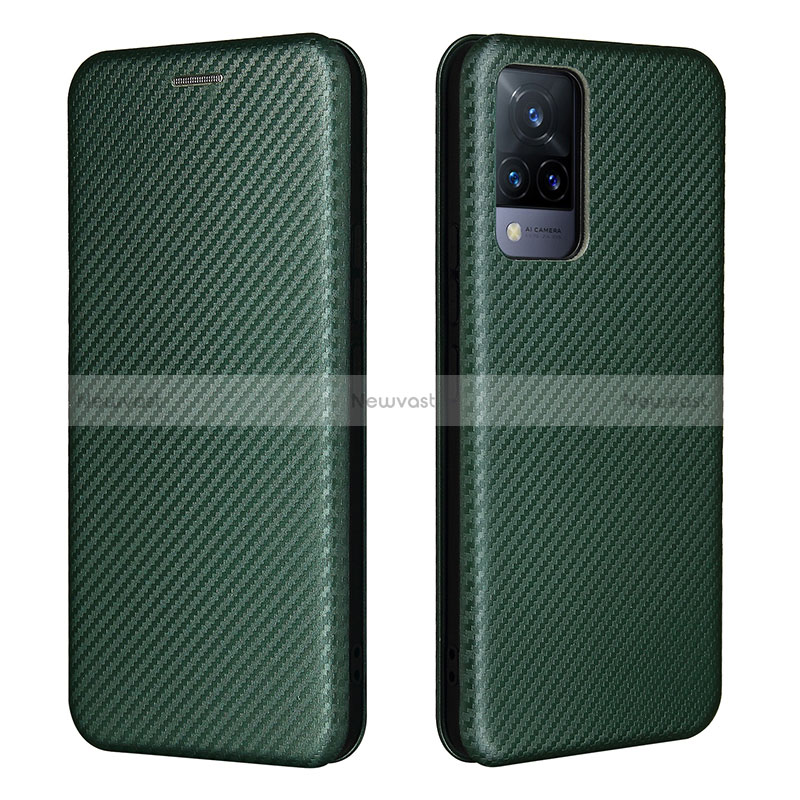 Leather Case Stands Flip Cover Holder L01Z for Vivo V21 5G Green