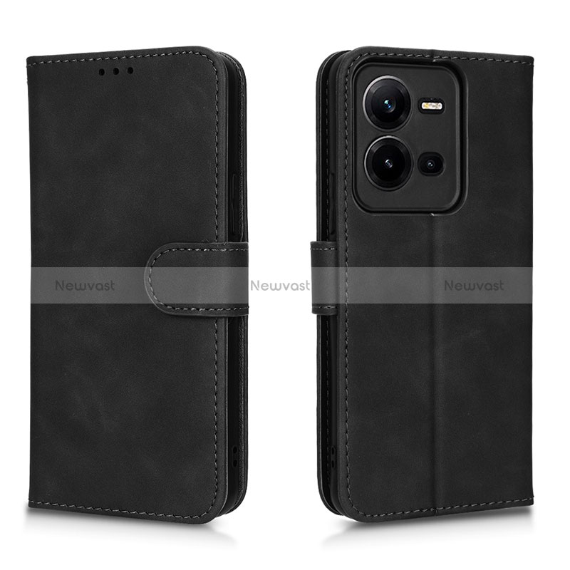 Leather Case Stands Flip Cover Holder L01Z for Vivo V25 5G Black