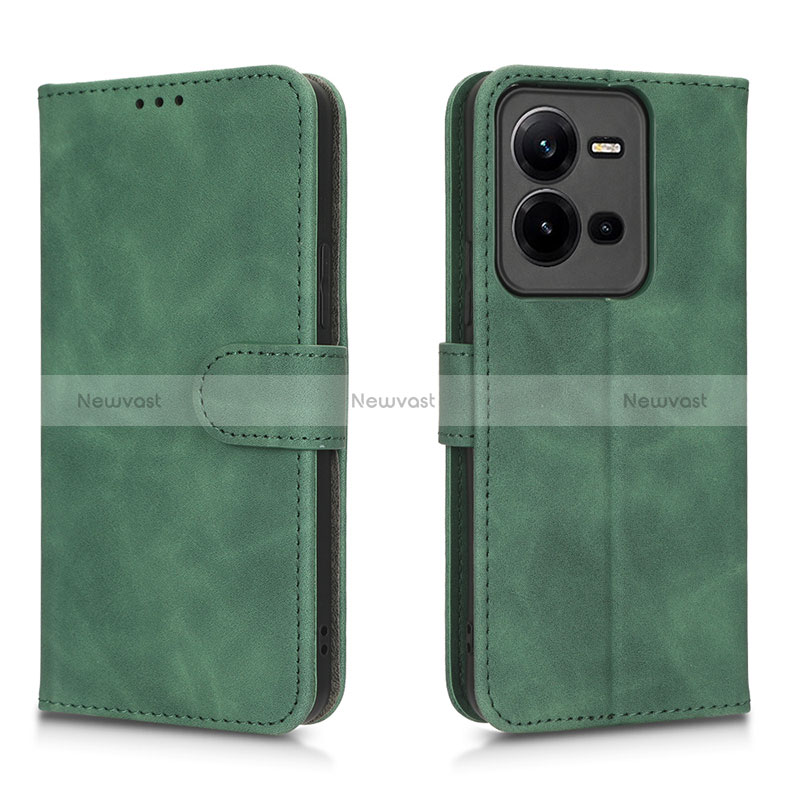 Leather Case Stands Flip Cover Holder L01Z for Vivo V25 5G Green