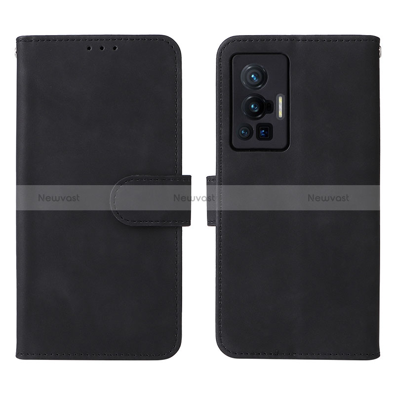 Leather Case Stands Flip Cover Holder L01Z for Vivo X70 Pro 5G Black
