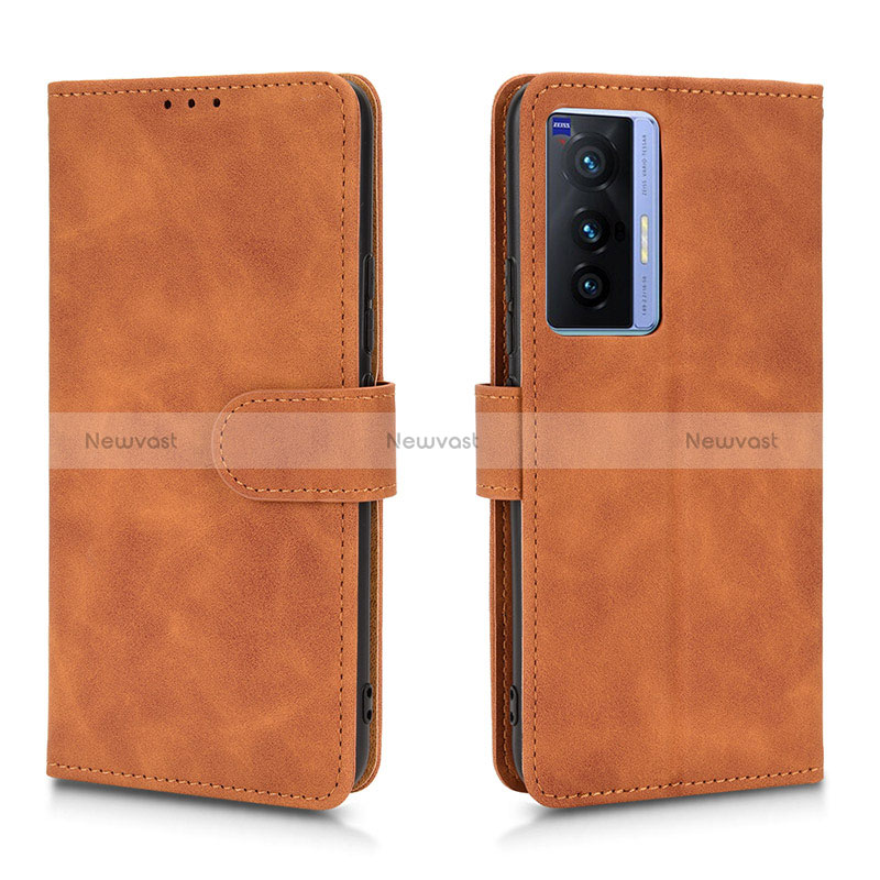 Leather Case Stands Flip Cover Holder L01Z for Vivo X70t Brown