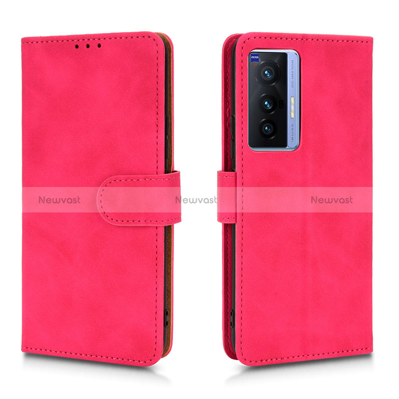 Leather Case Stands Flip Cover Holder L01Z for Vivo X70t Hot Pink