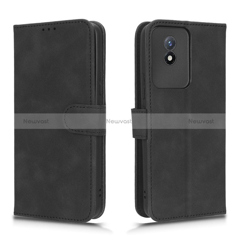 Leather Case Stands Flip Cover Holder L01Z for Vivo Y02 Black