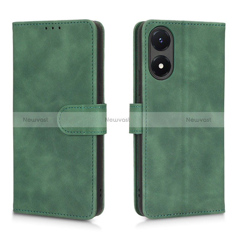 Leather Case Stands Flip Cover Holder L01Z for Vivo Y02S Green