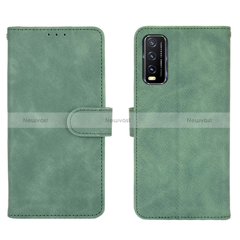 Leather Case Stands Flip Cover Holder L01Z for Vivo Y12G Green