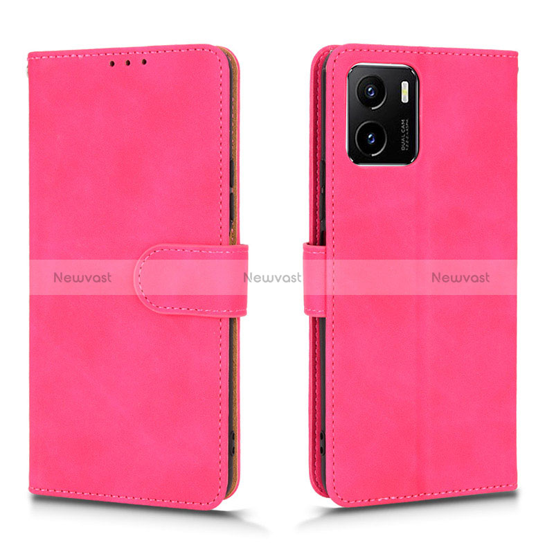 Leather Case Stands Flip Cover Holder L01Z for Vivo Y15C Hot Pink