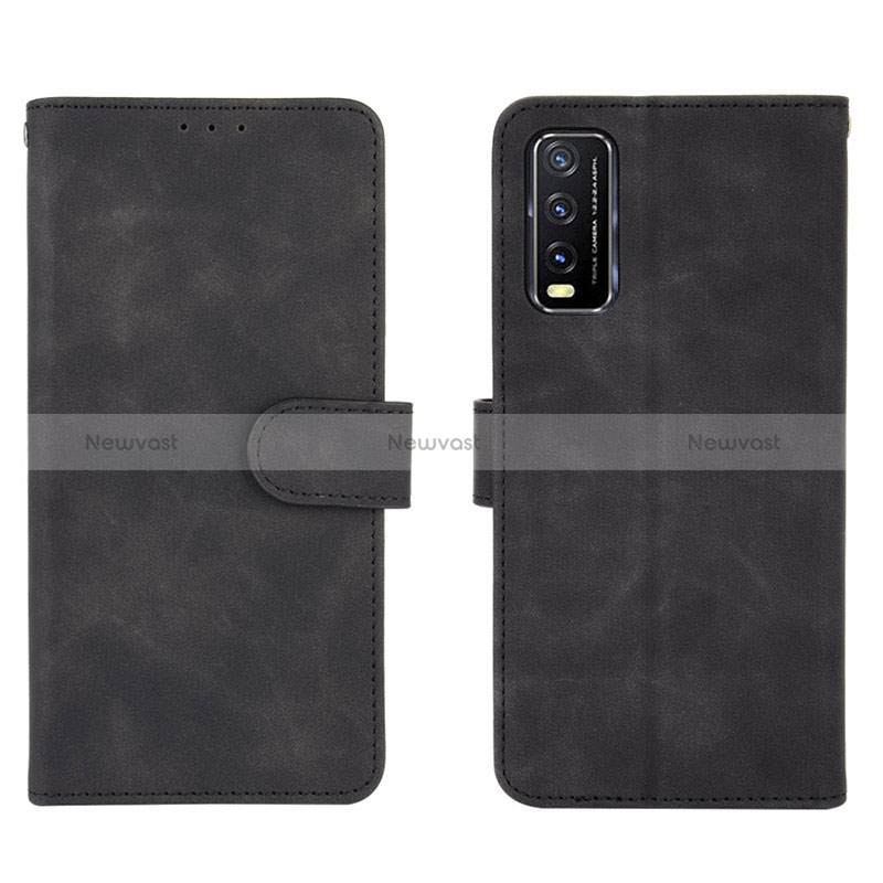 Leather Case Stands Flip Cover Holder L01Z for Vivo Y30 (2021) Black