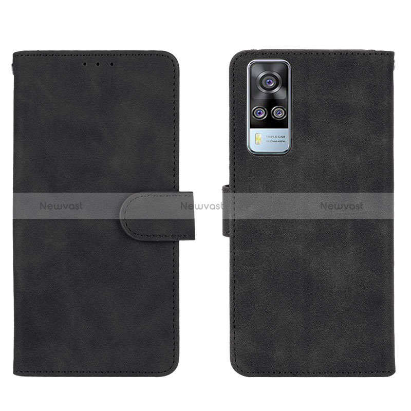 Leather Case Stands Flip Cover Holder L01Z for Vivo Y31 (2021) Black