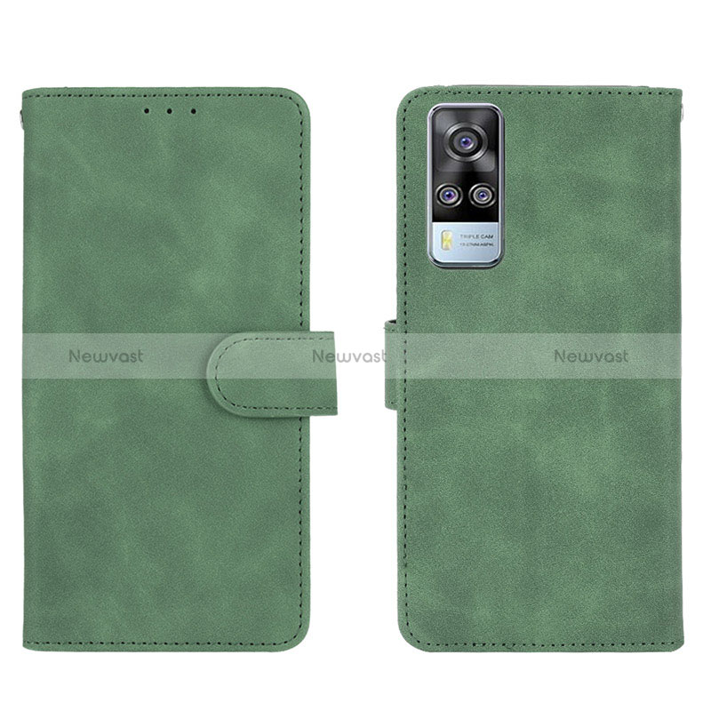 Leather Case Stands Flip Cover Holder L01Z for Vivo Y31 (2021) Green