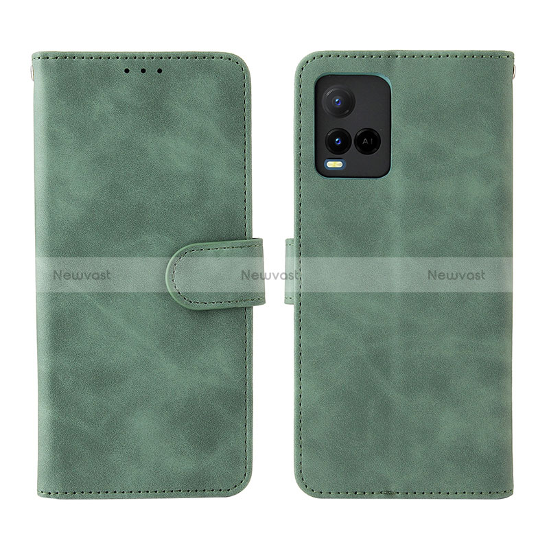 Leather Case Stands Flip Cover Holder L01Z for Vivo Y33T Green