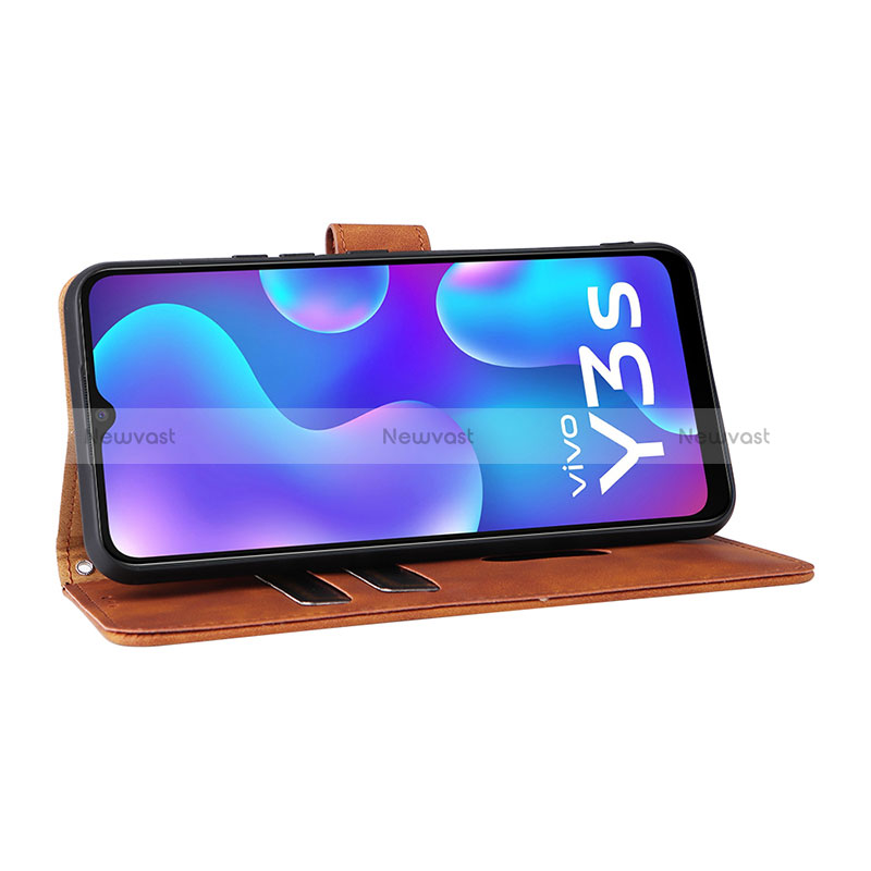 Leather Case Stands Flip Cover Holder L01Z for Vivo Y3s (2021)