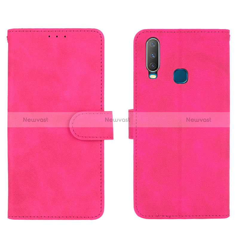 Leather Case Stands Flip Cover Holder L01Z for Vivo Y3s Hot Pink