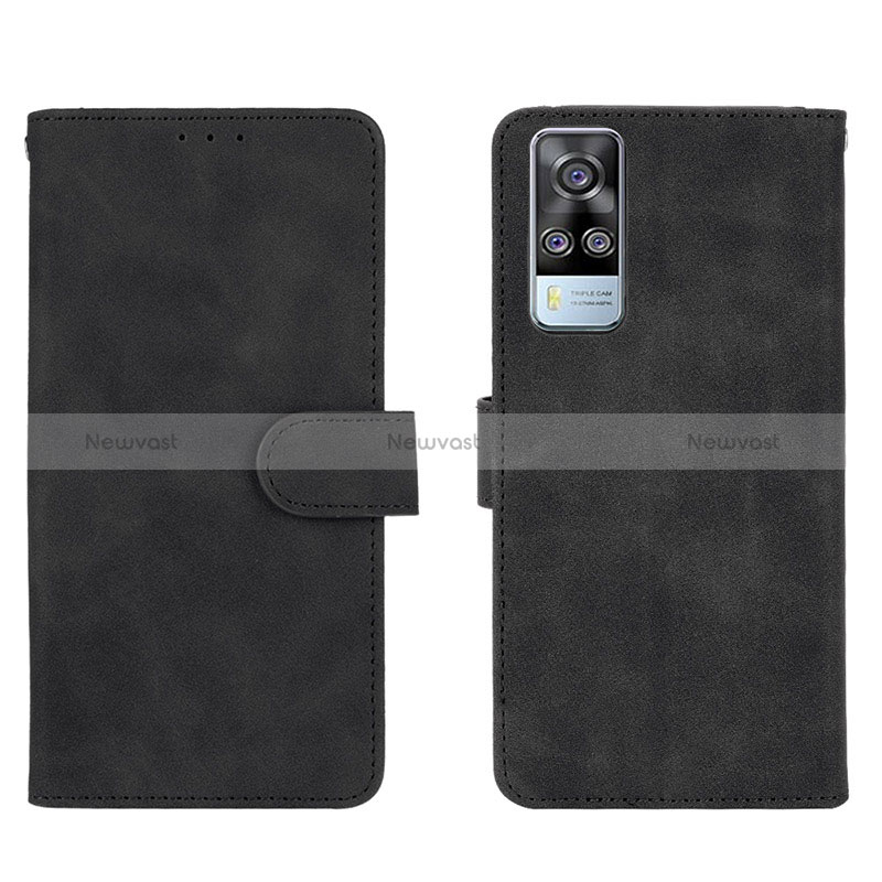 Leather Case Stands Flip Cover Holder L01Z for Vivo Y51 (2021) Black