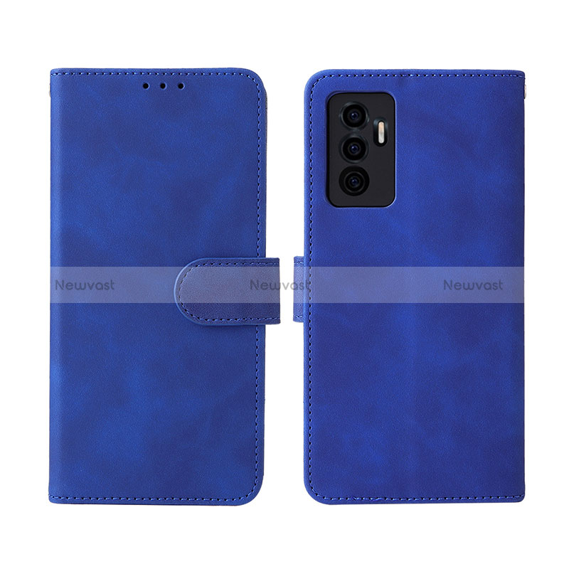 Leather Case Stands Flip Cover Holder L01Z for Vivo Y75 4G Blue