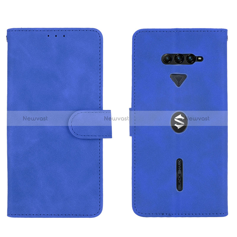 Leather Case Stands Flip Cover Holder L01Z for Xiaomi Black Shark 4 Pro 5G Blue