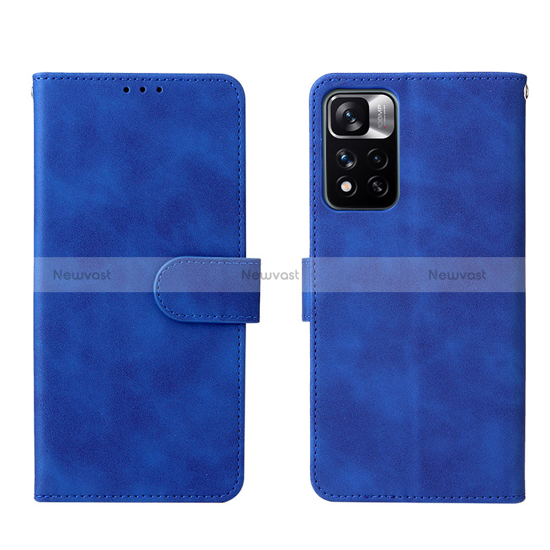 Leather Case Stands Flip Cover Holder L01Z for Xiaomi Mi 11i 5G (2022) Blue