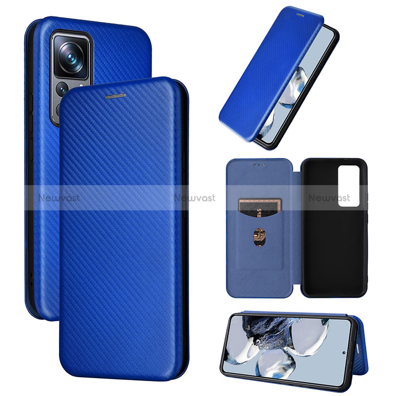 Leather Case Stands Flip Cover Holder L01Z for Xiaomi Mi 12T 5G Blue