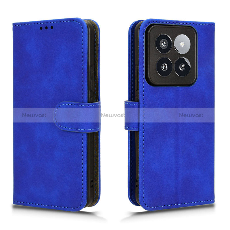 Leather Case Stands Flip Cover Holder L01Z for Xiaomi Mi 14 5G Blue